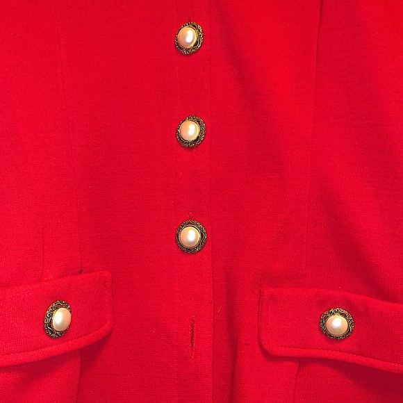 Red Pearl-Button Jacket - Picture 2 of 3
